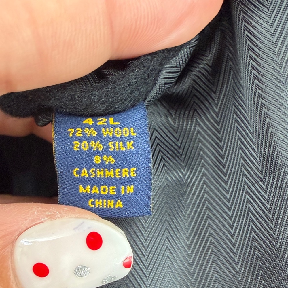 Club Room Men's Sport Coat 42L 72% Wool, 20% Silk, 8% Cashmere, Black see video